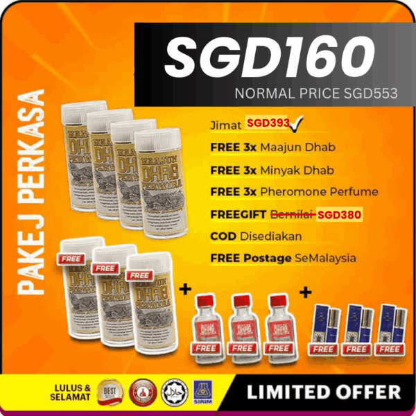 PAKEJ SUPER SALES (4 BOTOL) + PERCUMA 3 MAAJUN + 3 MINYAK DHAB + 3 PERFUME